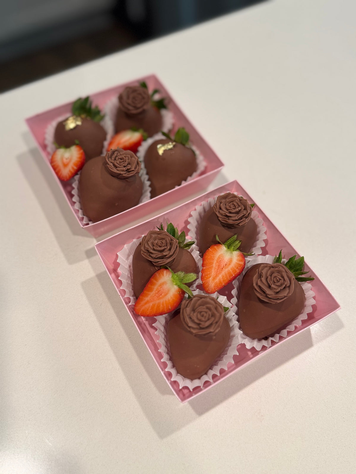 Milk chocolate covered strawberries