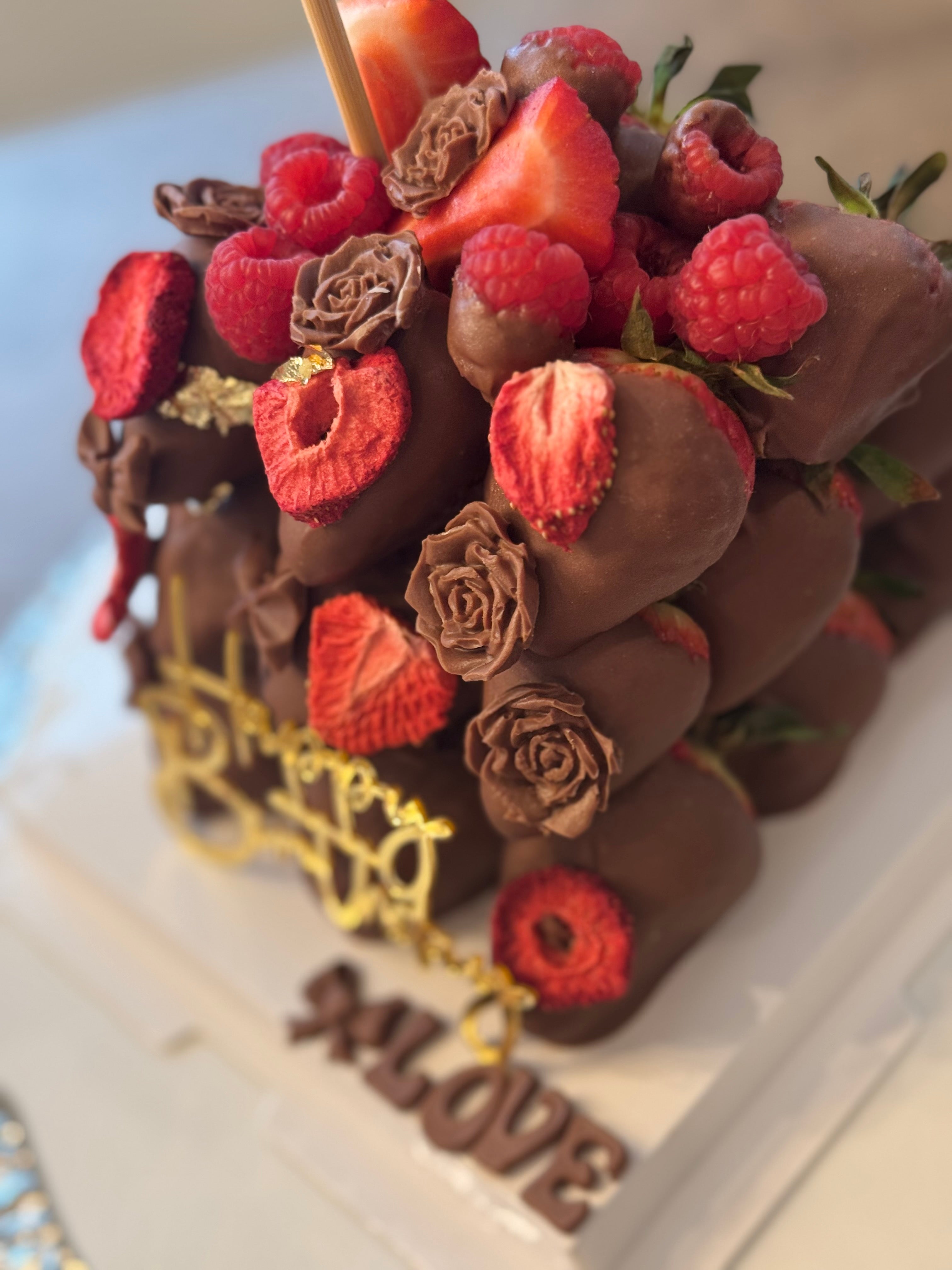 Strawberry Chocolate Cake Tower 🍓🍫