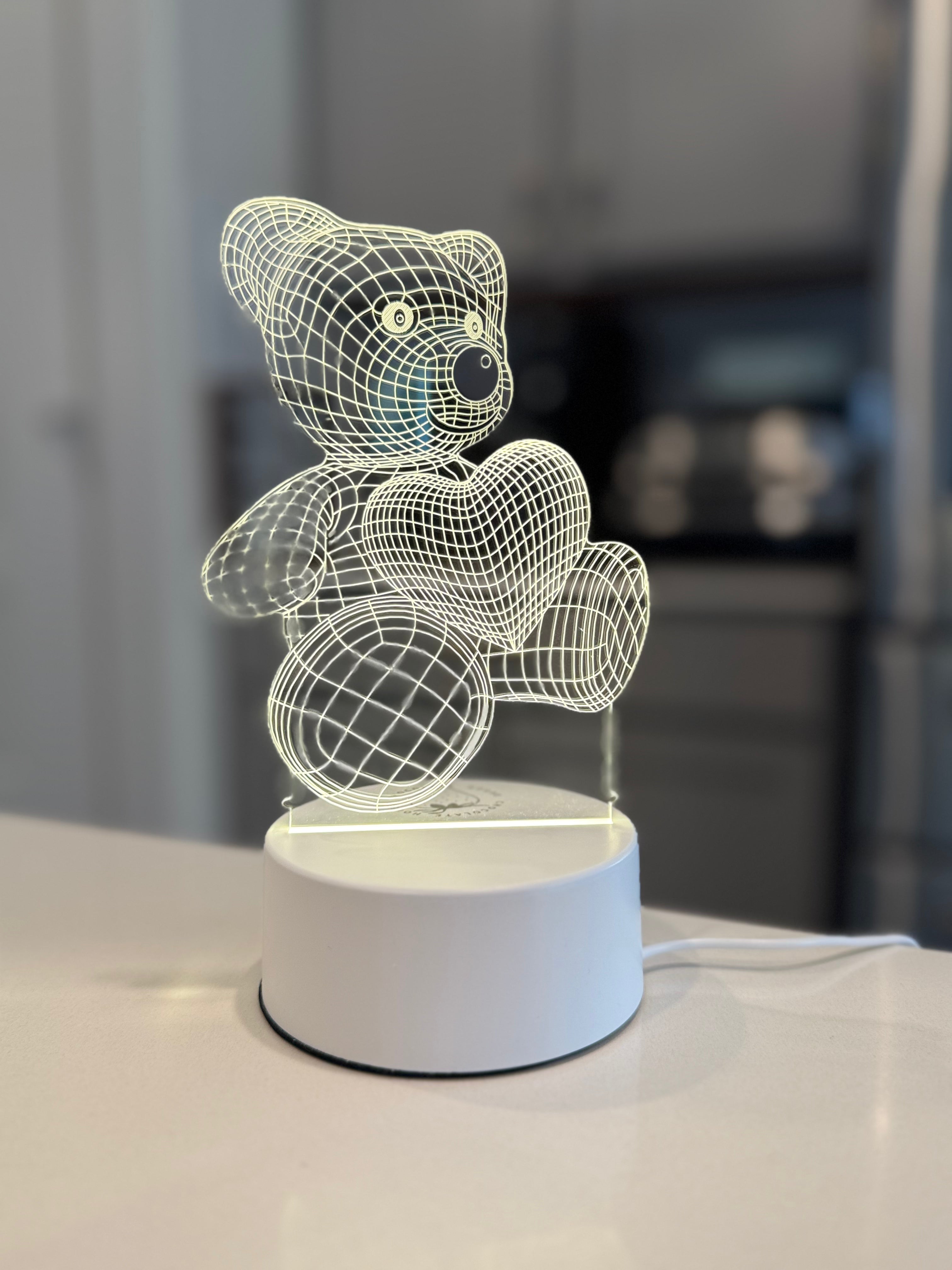 🧸Teddy Bear ✨ 3D Illusion LED Night Lamp – Acrylic Glow Light