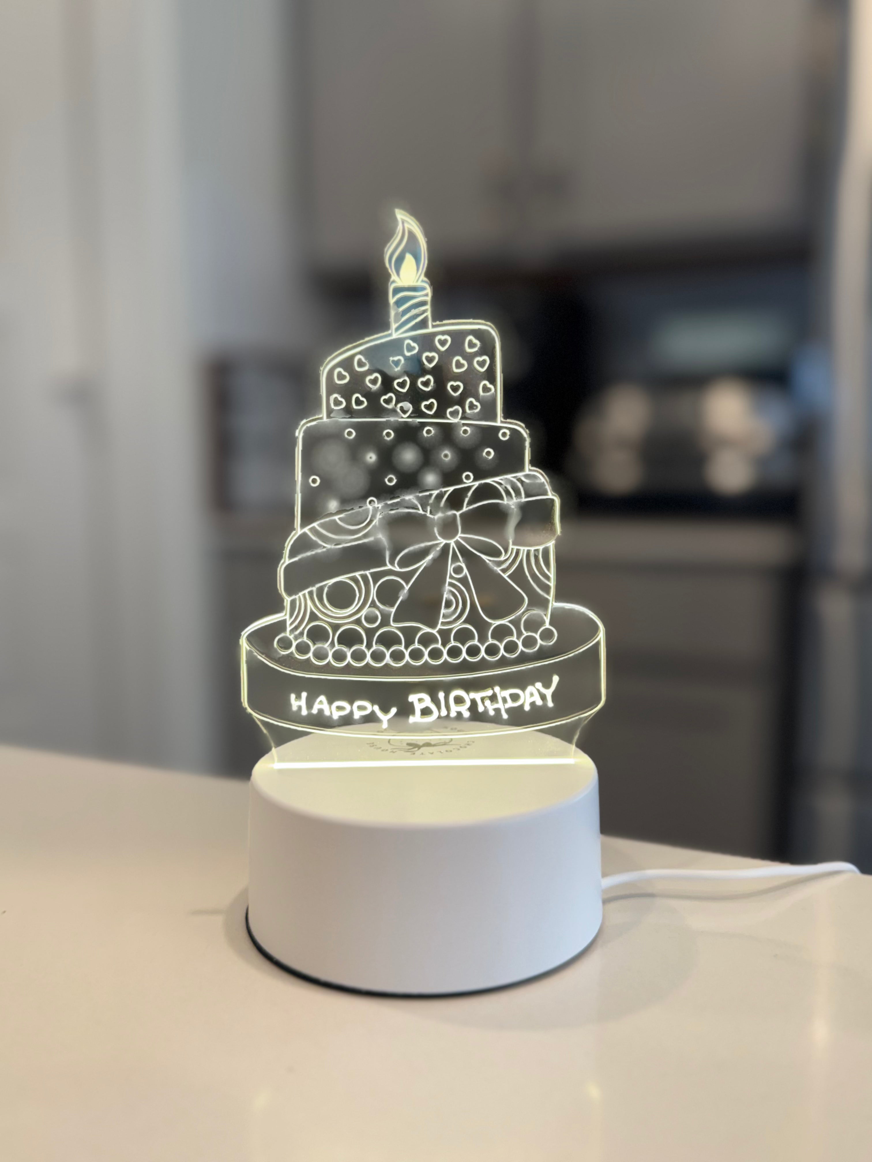 🎂 Happy Birthday Cake 3D Night Lamp